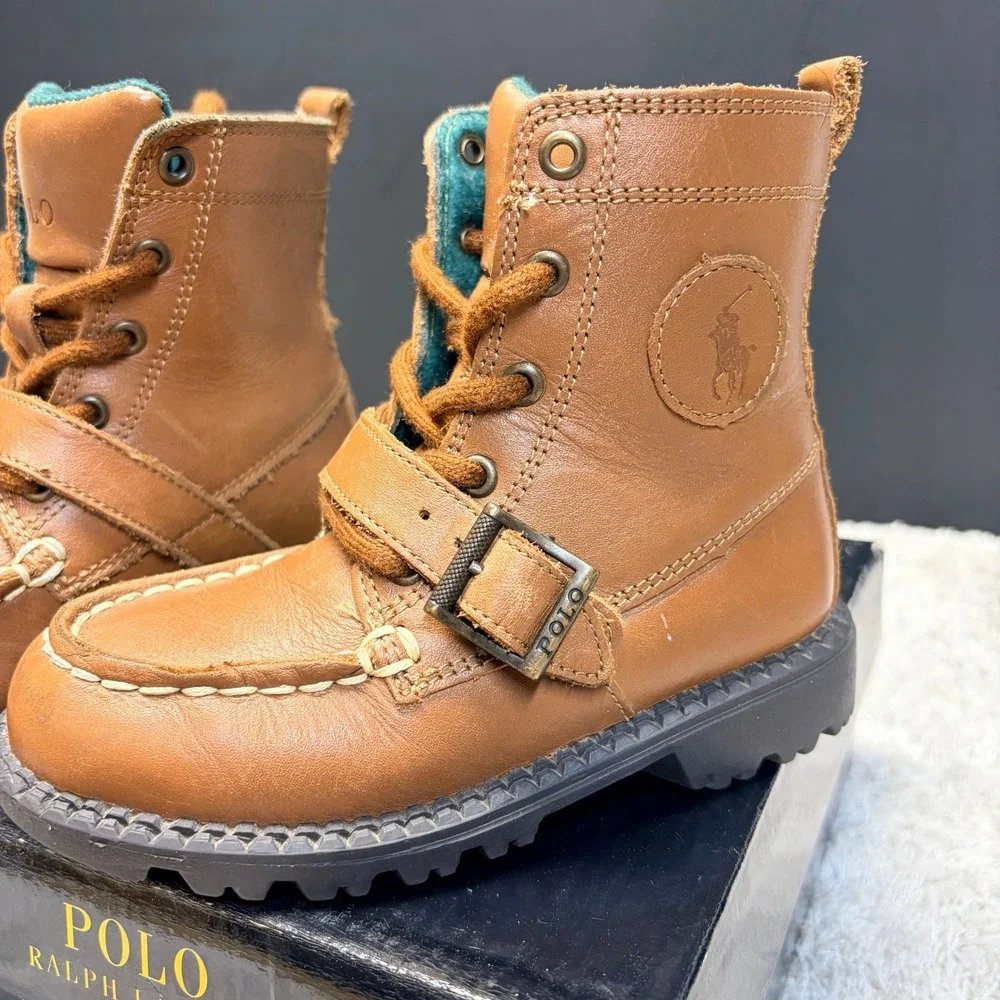 Polo Ralph Lauren‎ Ranger Hi II Tan Leather Toddler Boots Size 9 990908T